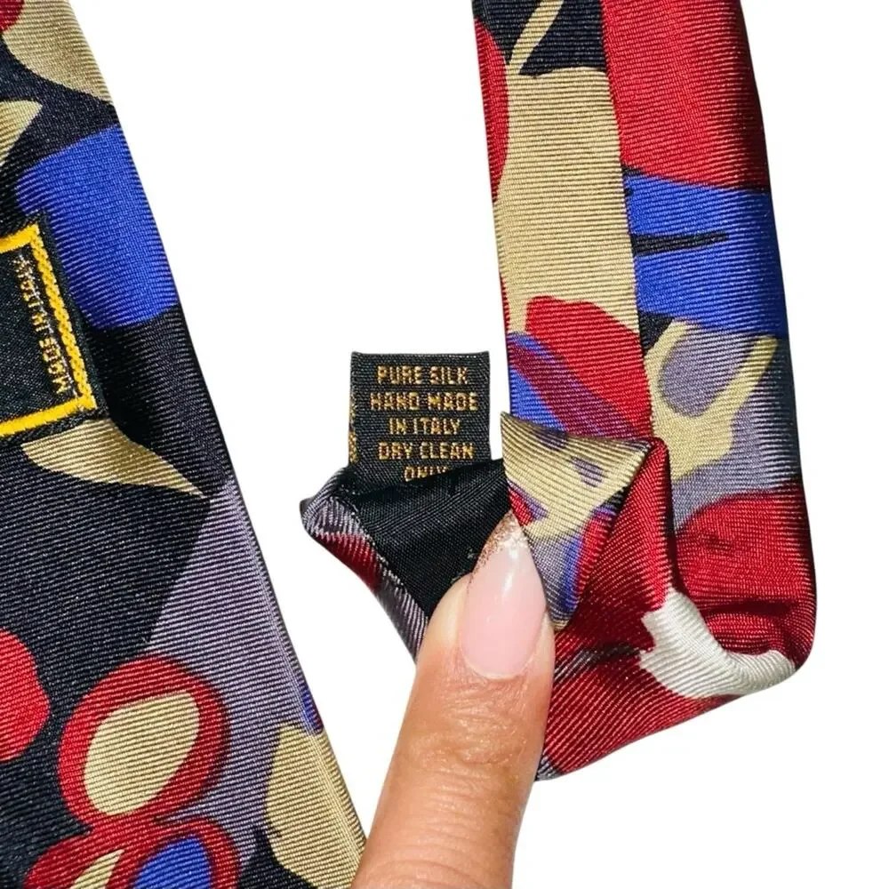 FENDI Abstract Floral Print Silk Neck Tie O/S